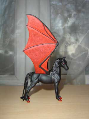 Black and red dragon horse.